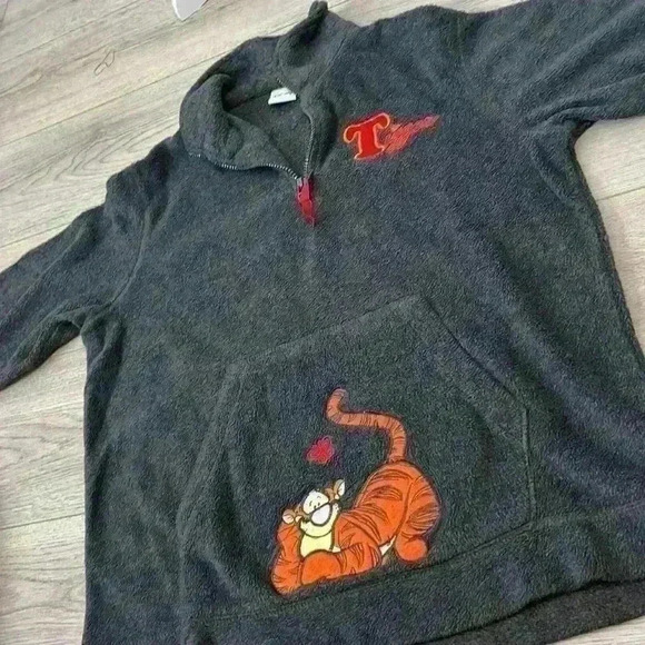 Vintage Disney Dark Grey Tigger Quarter Zip Size M - Picture 11 of 11